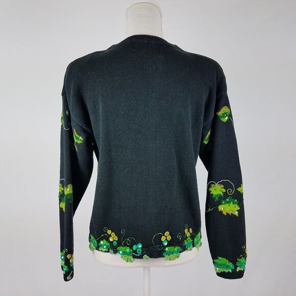 Jane's Closet Fruit Cardigan Beaded Sequins Grapes Pumpkins Cotton Ramie Size M - Picture 5 of 9